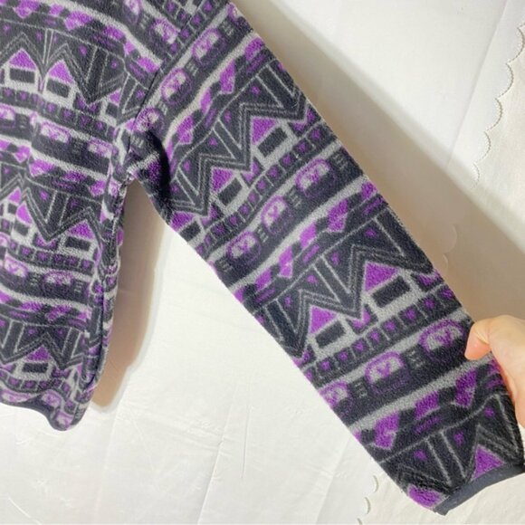 Vintage Rough Dress Purple Grey Geometric Print Half Zip Pullover Fleece XL - Picture 12 of 14